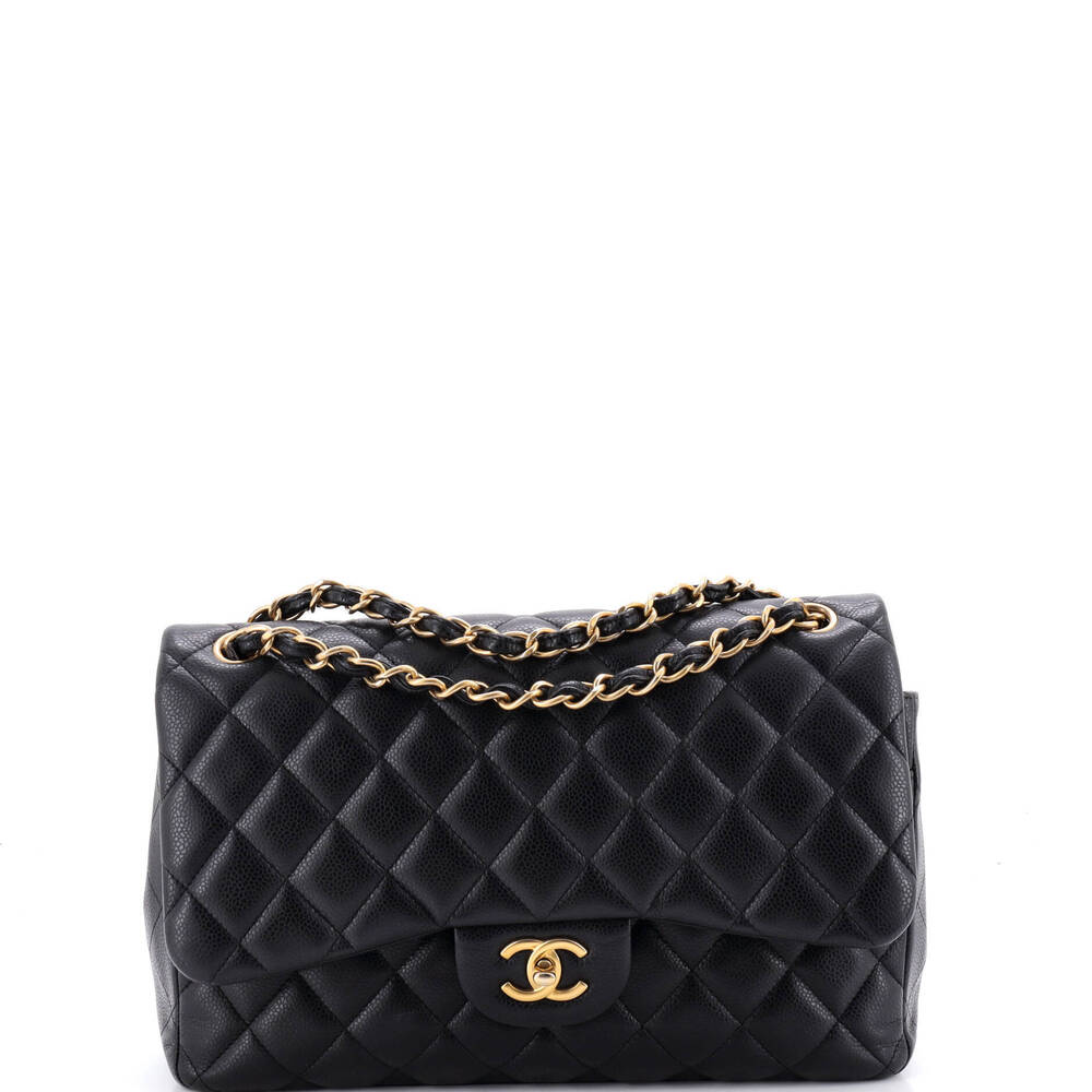 Chanel Jumbo Classic Double Flap Bag Quilted Caviar